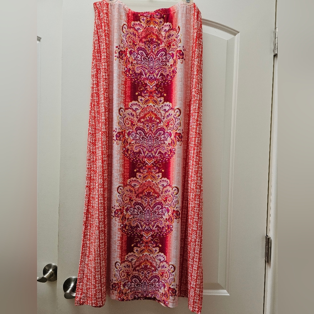 Cato Vibrant Pink and Orange Maxi Skirt - Picture 1 of 4